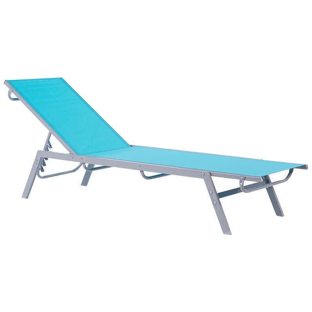 Beliani Gartenliege Blau Silber 154x53x32