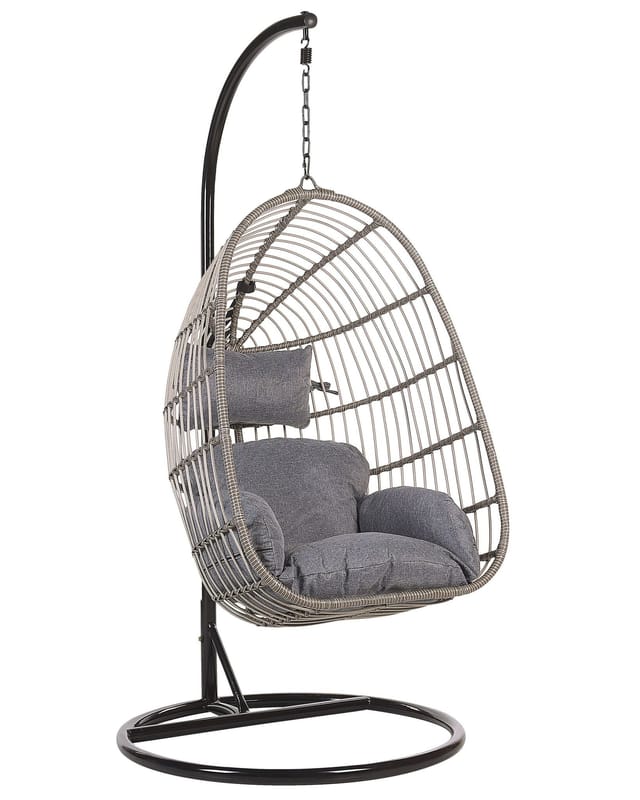 Beliani Hängesessel Grau Schwarz 97x97x199