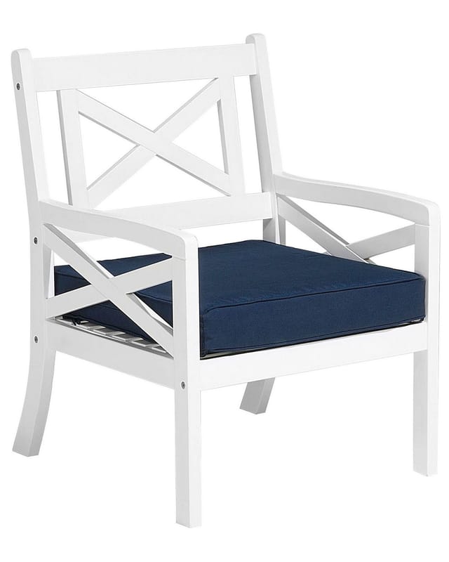 Beliani Gartenstuhl Weiss Blau 69x65x90