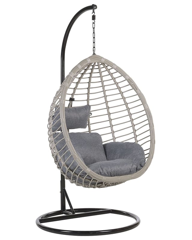 Beliani Hängesessel Grau Schwarz 97x106x199