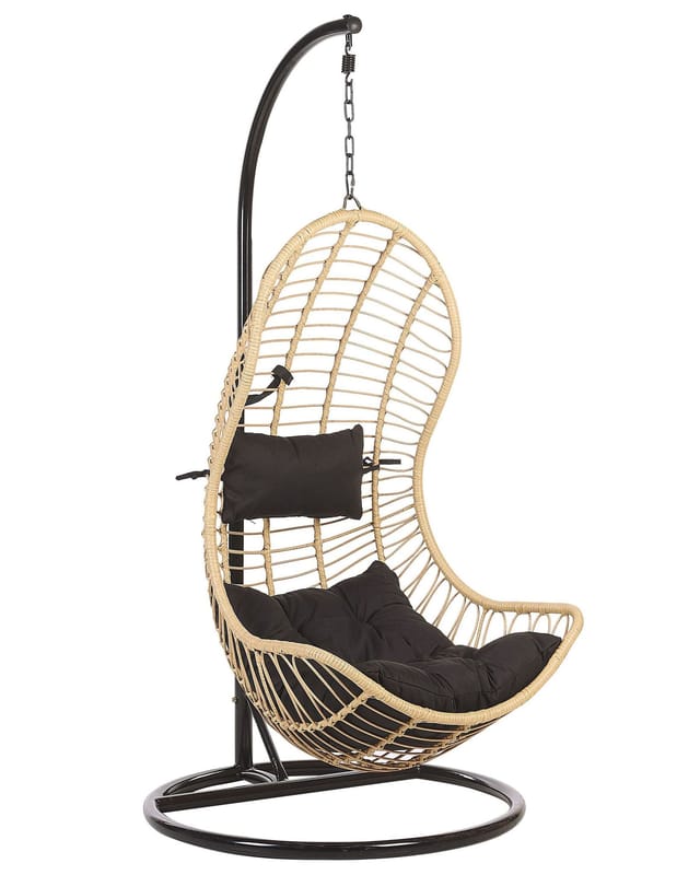 Beliani Hängesessel Naturfarben Beige Schwarz 97x80x199