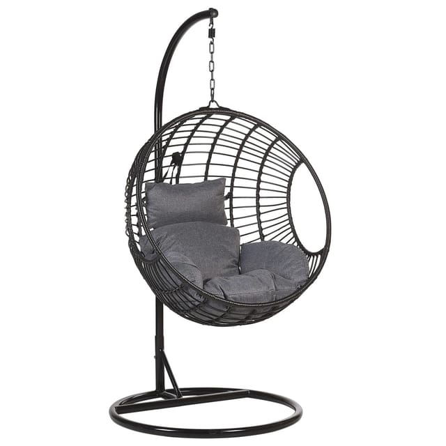 Beliani Hängesessel Schwarz Grau 97x99x199