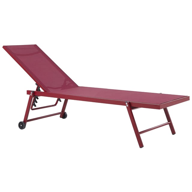 Beliani Gartenliege Rot 65x198x107