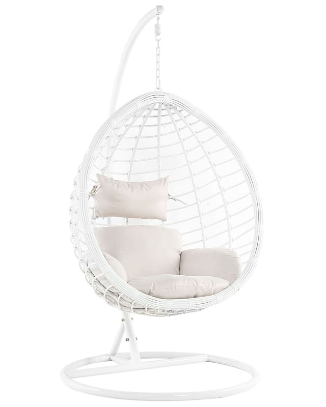 Beliani Hängesessel Weiss 108x108x200