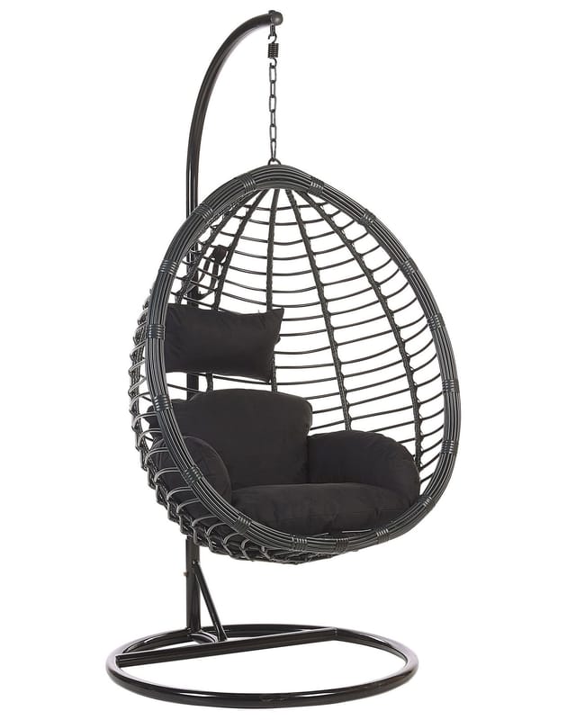 Beliani Hängesessel Schwarz 97x106x199