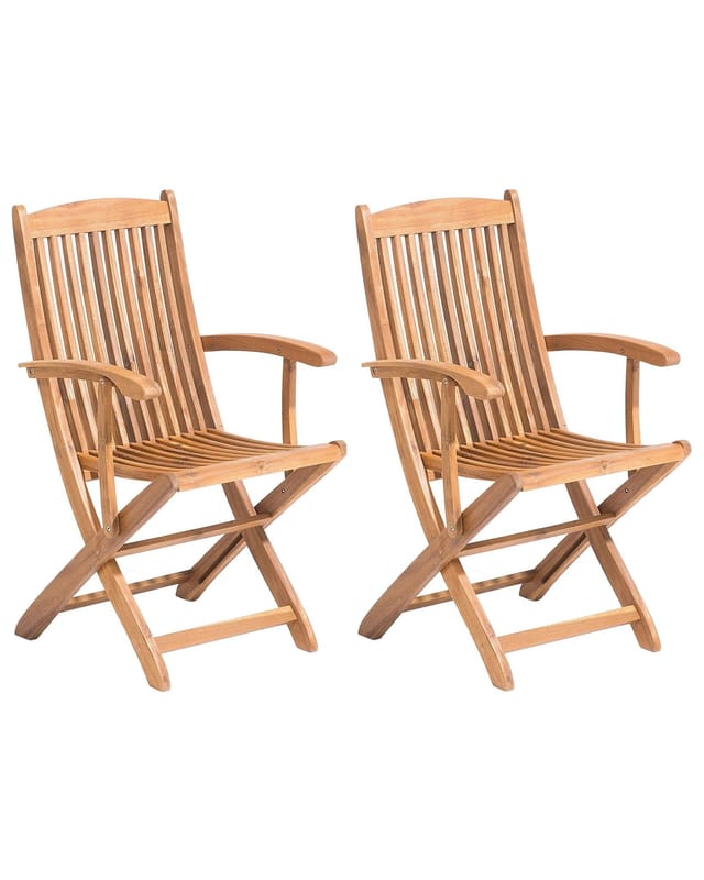 Beliani Gartenstuhl Heller Holzfarbton 48x42x93