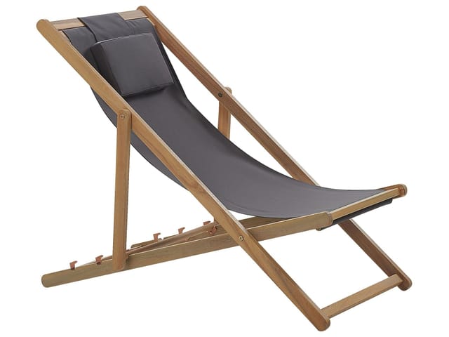 Beliani Gartenliege Grau Heller Holzfarbton 70x54x70