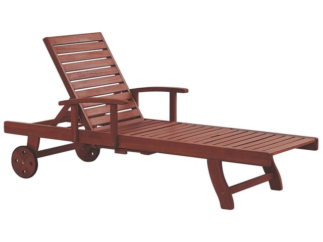 Beliani Gartenliege Dunkler Holzfarbton 196x64x74
