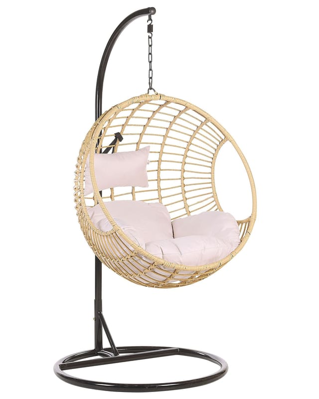 Beliani Hängesessel Naturfarben Beige Schwarz 97x99x199