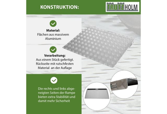 TRUTZHOLM Türschwellenrampe Bordsteinrampe 63 cm Länge 250 kg Traglast