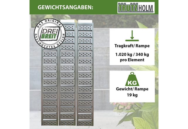 DREIBREIT By TRUTZHOLM 3-Fach Auffahrrampe Klappbar Länge 215cm