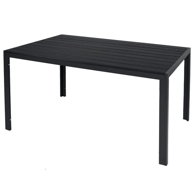 Mojawo Aluminium Gartentisch ANTHRAZIT UND SCHWARZ Esstisch Gartenmöbel Tischplatte Non Wood Holzimitat wetterfest 150x90x74cm