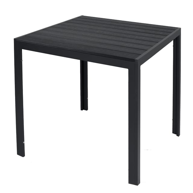 Mojawo Aluminium Gartentisch ANTHRAZIT und SCHWARZ Esstisch Gartenmöbel Tisch Holzimitat NON WOOD wetterfest 90x90x74cm