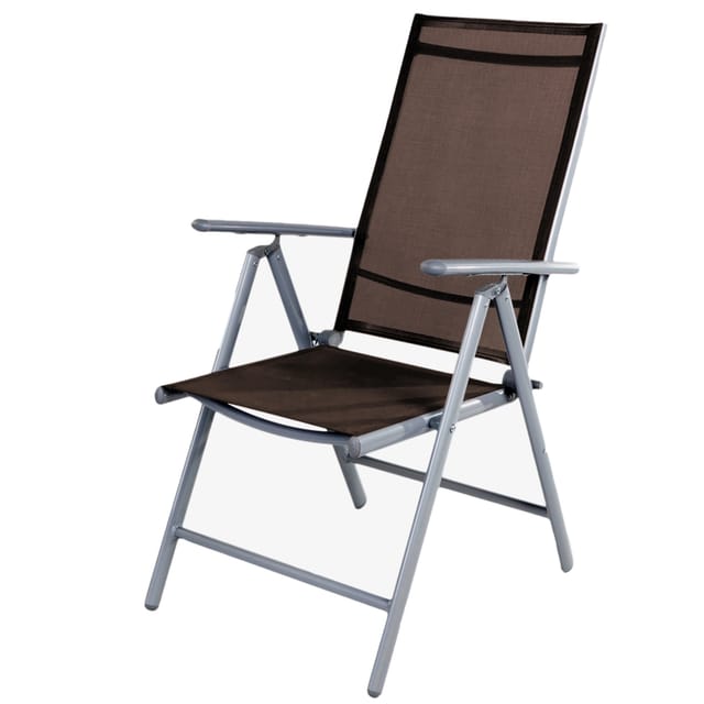 Mojawo Gartenstuhl Hochlehner 7 Pos verstellbar klappbar Klappstuhl witterungsbeständig Aluminium SCHOKOBRAUN