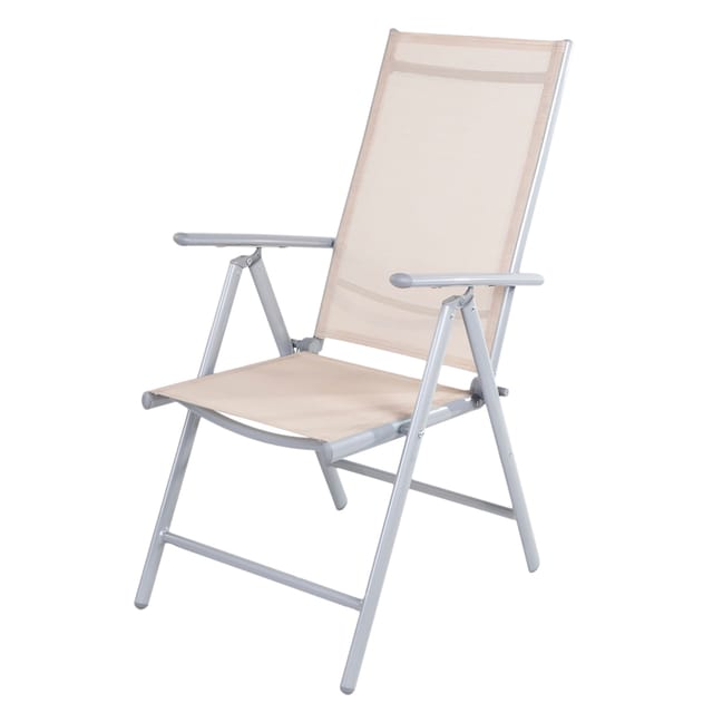 Mojawo Gartenstuhl Hochlehner 7 Pos verstellbar klappbar Klappstuhl witterungsbeständig Aluminium BEIGE