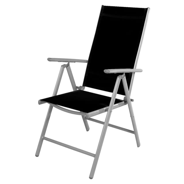 Mojawo Gartenstuhl Hochlehner 7 Pos verstellbar klappbar Klappstuhl witterungsbeständig Aluminium SCHWARZ