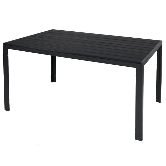 Mojawo Aluminium Gartentisch ANTHRAZIT SCHWARZ Esstisch Gartenmöbel Tisch WPC Holzimitat wetterfest 150x80x74cm