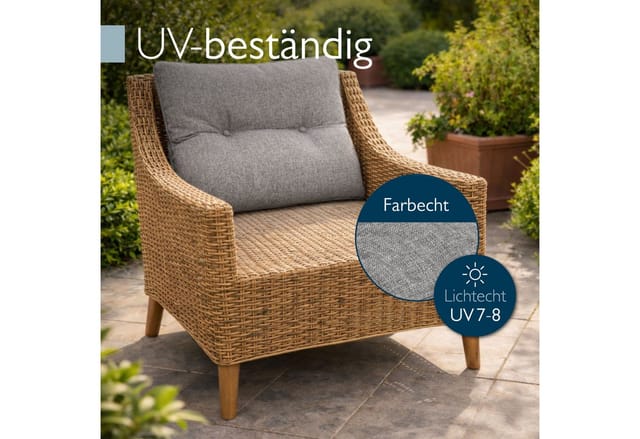 Beautissu Beauflair Loungekissen Outdoor Rücken 50x40x12cm Hellgrau