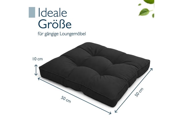 Beautissu Flair Loungekissen Outdoor Sitz 50x50x10cm Graphitgrau