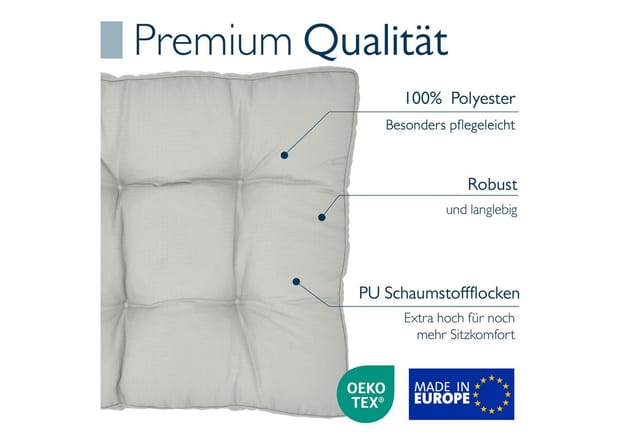 Beautissu Xluna Loungekissen Sitz 40x40x10cm Hellgrau