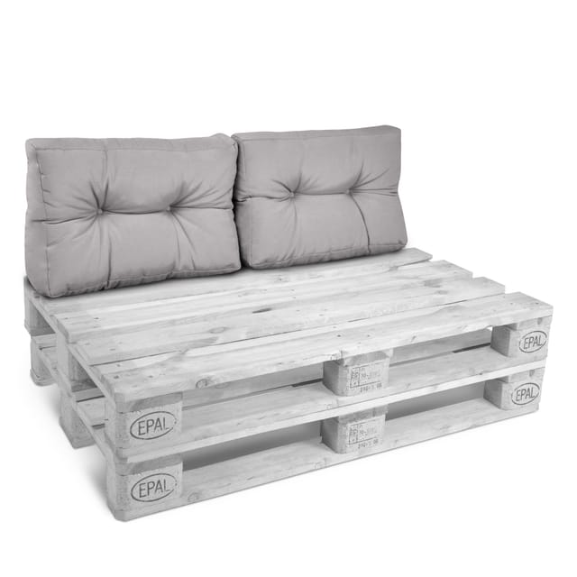 Beautissu ECO Style Palettenkissen Rücken 60x40x10cm Hellgrau 2tlg