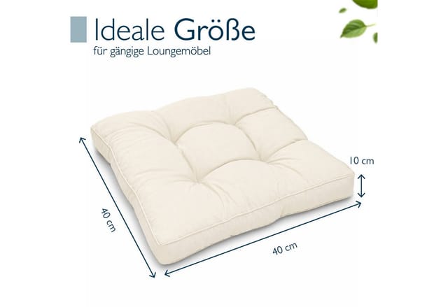 Beautissu Xluna Loungekissen Sitz 40x40x10cm Natur