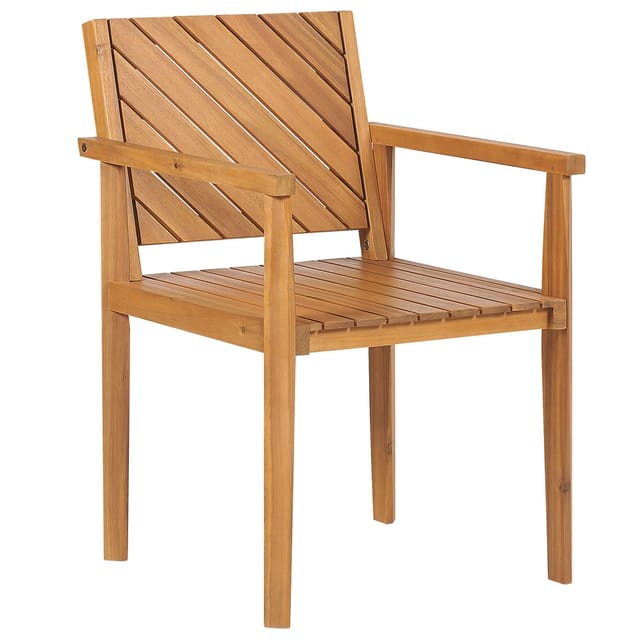 Beliani Gartenstuhl Heller Holzfarbton 40x55x82
