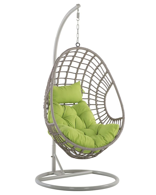 Beliani Hängesessel Naturfarben Grün Beige 96x96x200