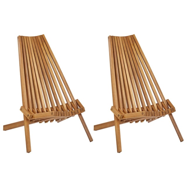 Beliani Gartenstuhl Heller Holzfarbton 57x88x83