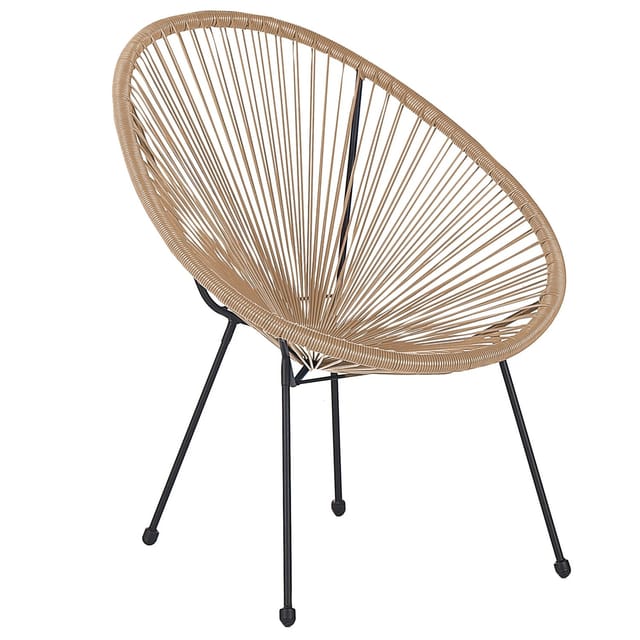 Beliani Cocktailsessel Naturfarben Beige Schwarz 90x70x87