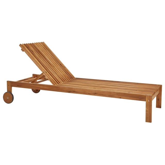 Beliani Gartenliege Heller Holzfarbton 196x65x91