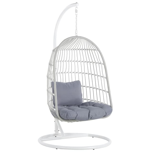 Beliani Hängesessel Weiss Grau 102x102x199