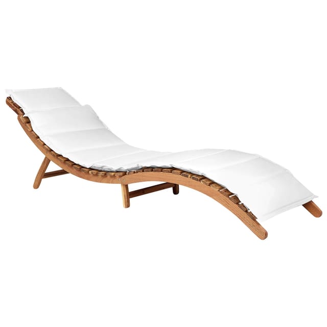 Beliani Gartenliege Heller Holzfarbton Weiss 188x60x54