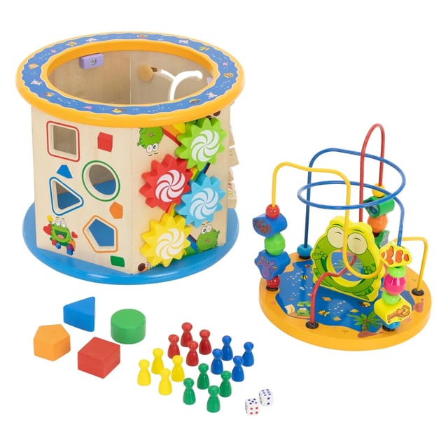 Joyz Motorikwürfel 8in1 Montessori Spielzeug Holzspielzeug für Kinder ab 1 Jahr