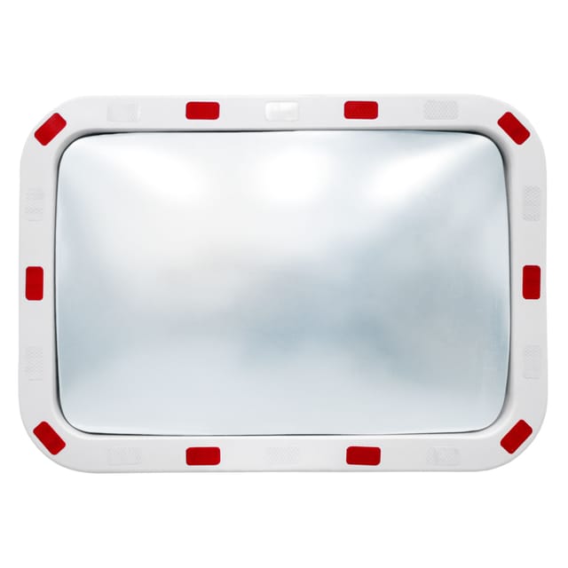 ECD Germany Verkehrsspiegel Rechteckig 40x60 cm Reflektoren Weiß-Rot Halterung
