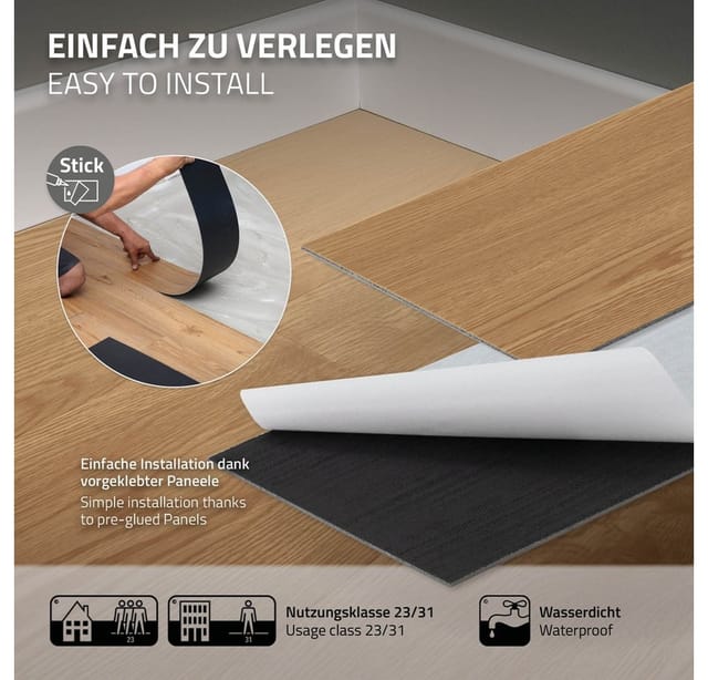 ML-Design PVC Vinylboden Selbstklebende 91,5x15,3 cm 32 Dielen Eiche Sundance