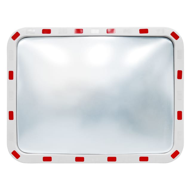 ECD Germany Verkehrsspiegel Rechteckig 60x80 cm Reflektoren Weiß-Rot Halterung