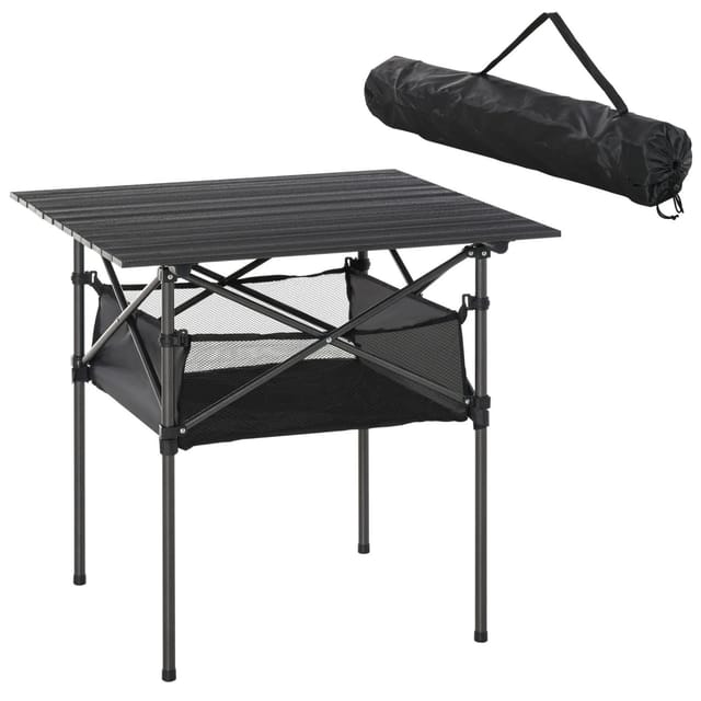 Outsunny Campingtisch Aluminium Stahl Kohlegrau 70L x 70B x 69H cm