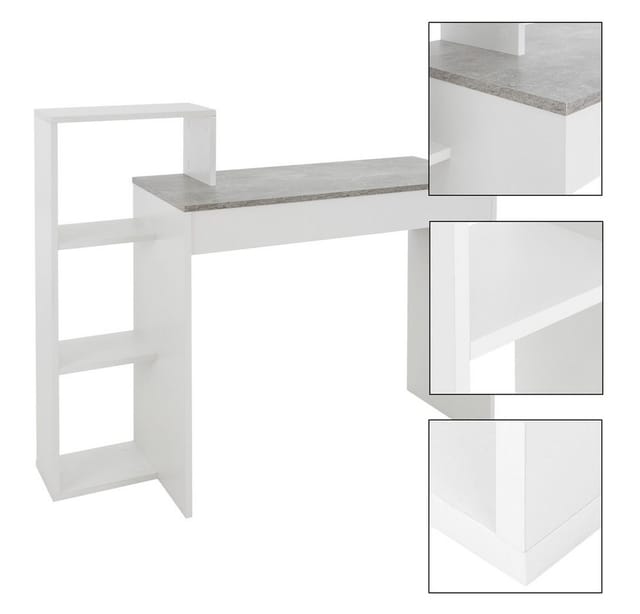 ML-Design Schreibtisch mit Regal Tischplatte in Beton-Optik 110x72x40cm aus Holz