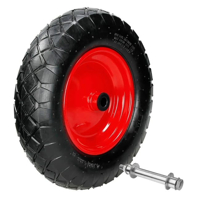 ECD Germany Schubkarrenrad Luftbereift mit Achse 4,80-4,00-8 390 mm 200 kg