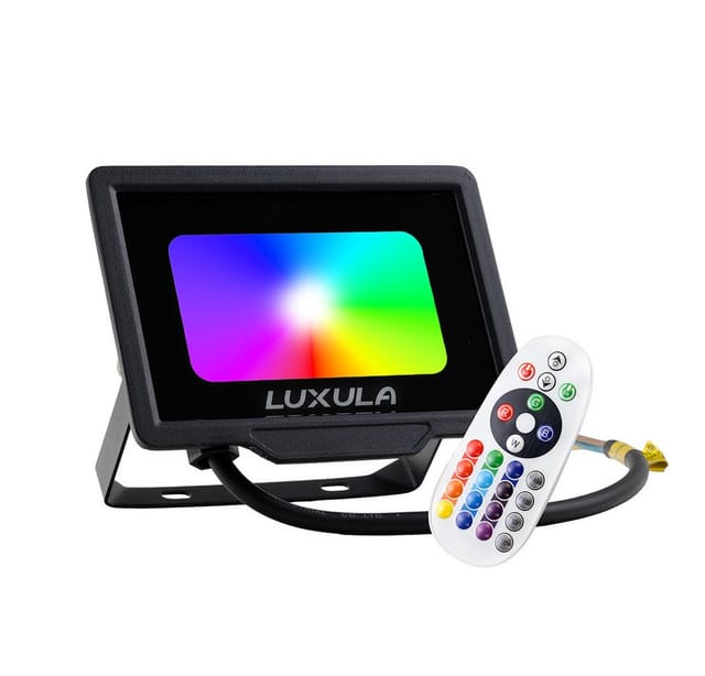 LUXULA LED-Strahler RGB Farbwechsel 20W IP65 Außenstrahler mit Fernbedienung