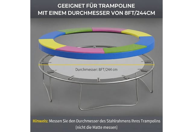 SPORTNOW Trampolinzubehör Kunststoff PE Mehrfarbig Ø244 x 30H cm