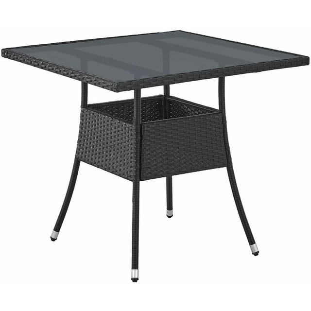 Juskys Polyrattan Gartentisch Yoro Quadratisch Schwarz 80x80 cm