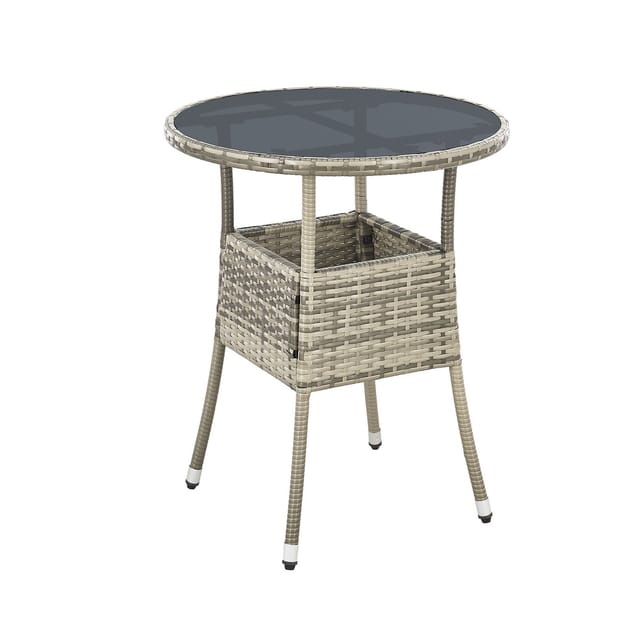 Juskys Polyrattan Gartentisch Yoro Rund Grau 60 cm
