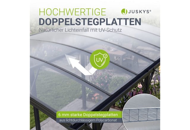 Juskys Carport mit Bogendach 5x3 m Dunkelgrau