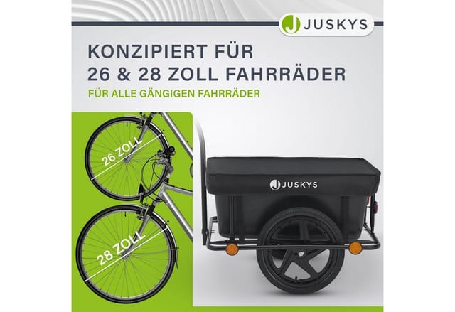 Juskys Transportanhänger Fahrradanhänger 90 Liter