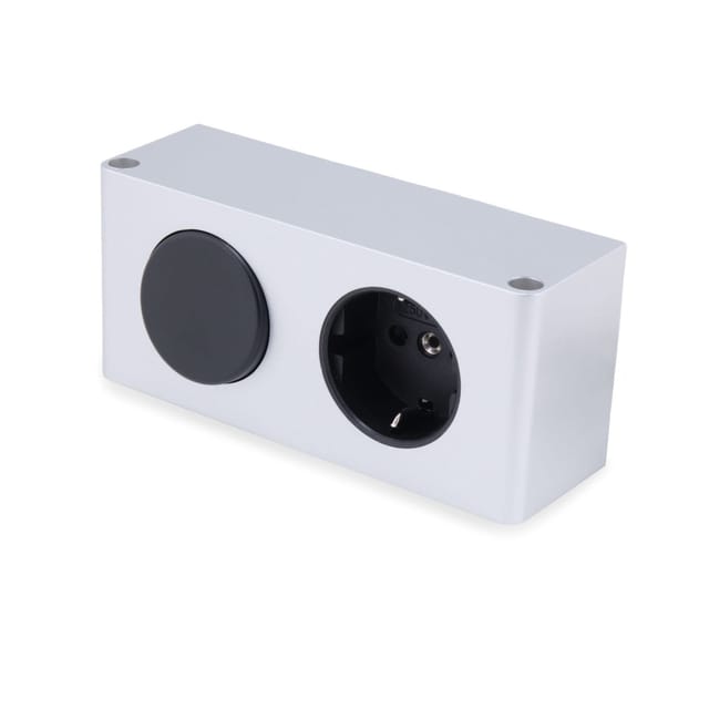 kalb 12W LED Netzteil 12VDC Für Möbel Mit 230V Steckdose & Schalter Silbergraue Kombibox