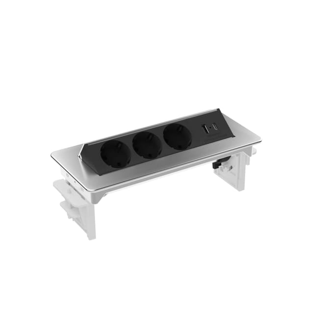 kalb 3er Flipup-Mehrfachsteckdose Voltaris Mit USB A Und USB C 230VAC 16A Einbauleiste für Möbel