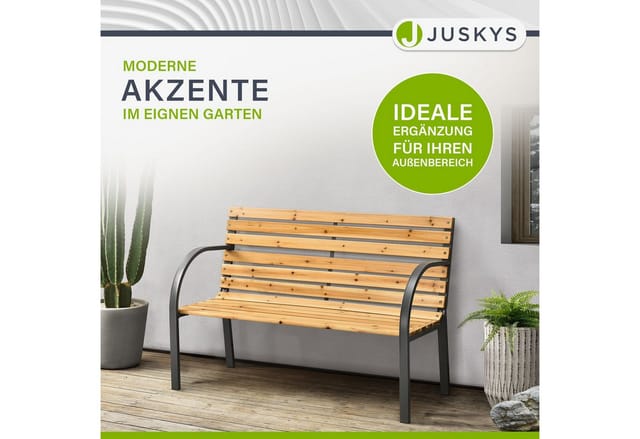 Juskys 2 Sitzer Gartenbank Modena aus Lackiertem Holz und Stahl