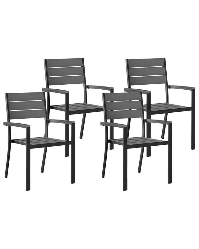 Beliani Gartenstuhl Grau Schwarz 57x57x90
